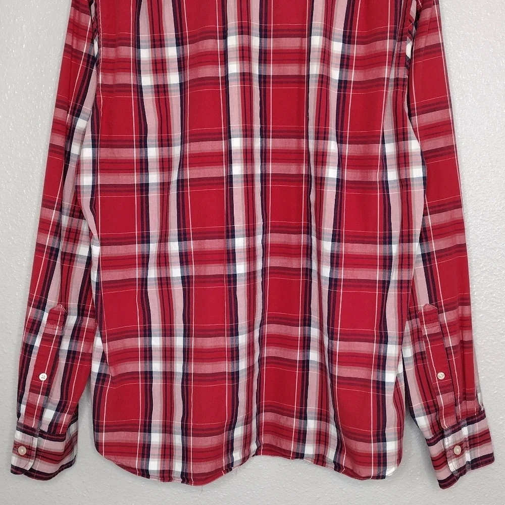 J. Crew Men's Cotton Tailored Slim Fit Windowpane Button Down Shirt Size M